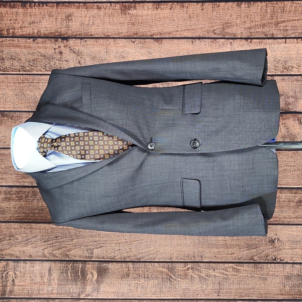 34"W Bar III Slim Fit Lightweight Gray Wool Men's Blazer Excellent Condition